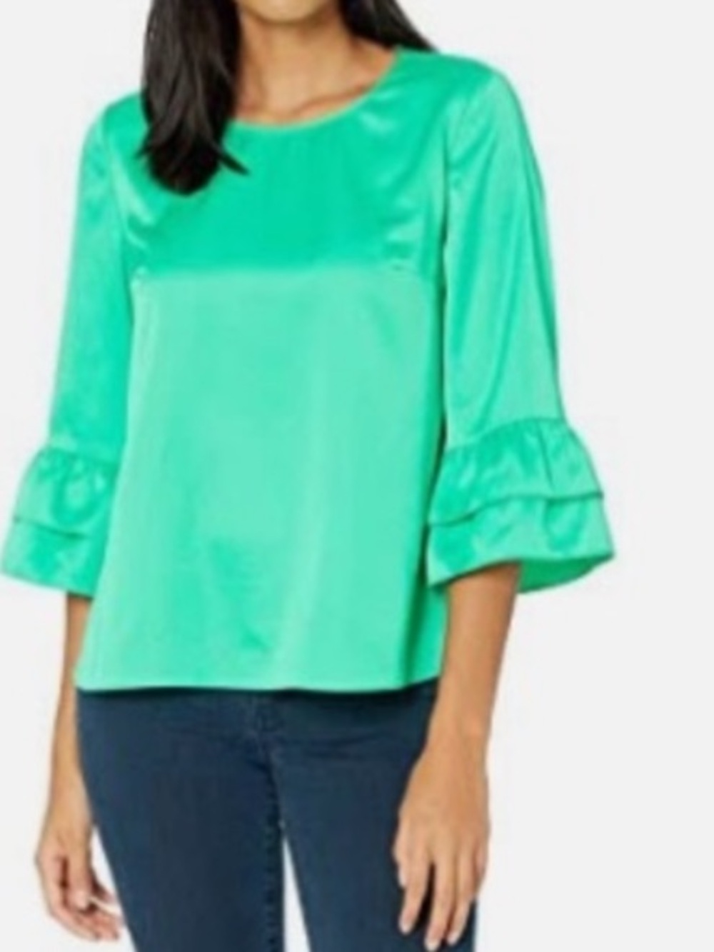 Lilly Pulitzer Emerald Green Christie Ruffle-Sleeve Blouse medium